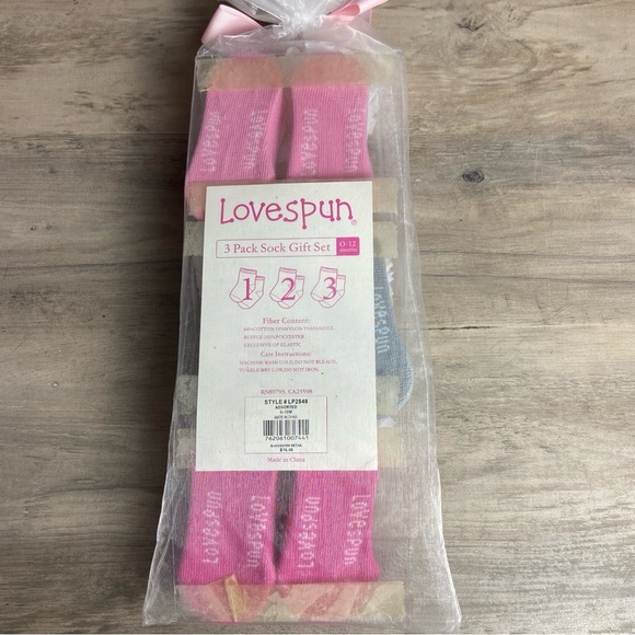 Baby Girls NB-12 Mo. Lovespun ruffle 3 pack of socks Pink & White Polka Dot - Picture 2 of 7